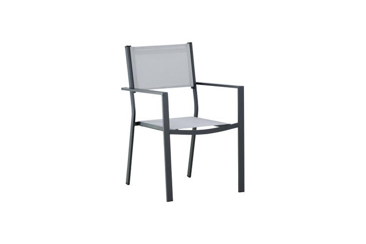Copacabana Gartenstuhl stapelbar grau, schwarz. 2er Set