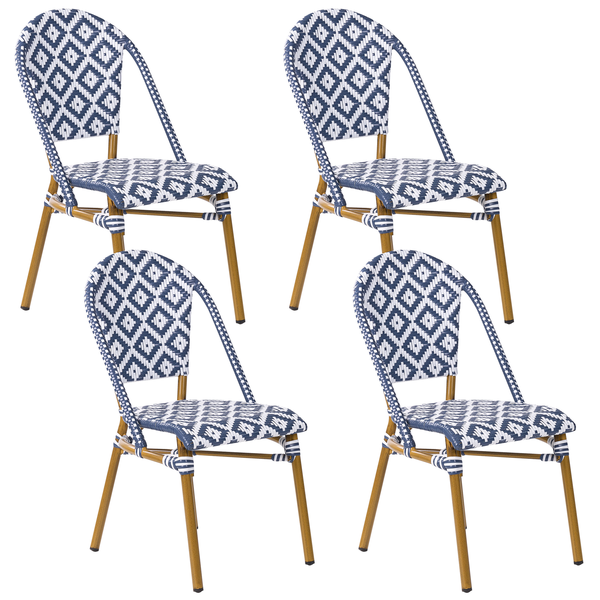 Stuhl mit Rattanmuster und Holzbeinen