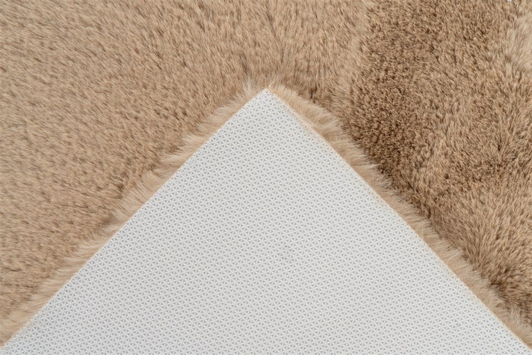 Hochflor Teppich Ysabel Beige Uni 65 x 100 cm