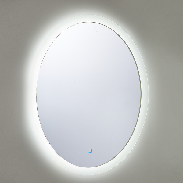Ovaler LED Wandspiegel mit indirekter Beleuchtung und Touch Sensor Schalter.