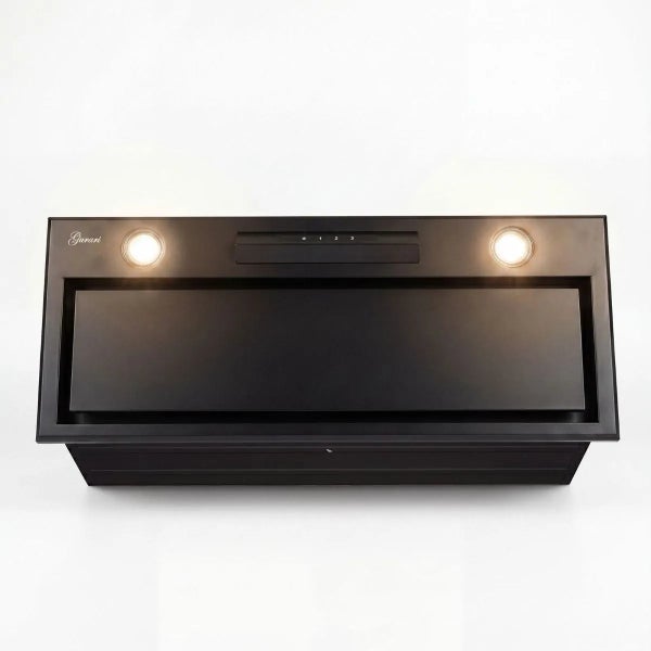 Moderne Unterbau Dunstabzugshaube Gurari mit zwei LED Strahlern und drei Gebläsestufen zur Montage unter Küchenschränken.