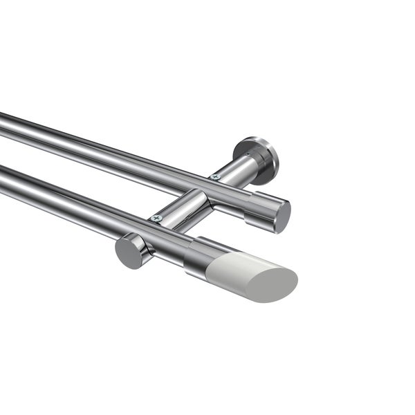 Doppel-Gardinenstange aus Metall mit Endstücken
