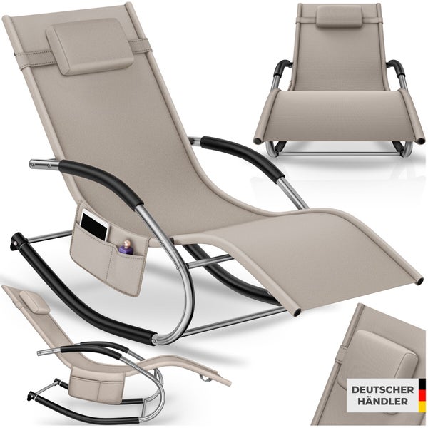 Ergonomische Schaukelliege mit Kopfkissen, Seitentasche und Metallgestell. Deutscher Händler.
