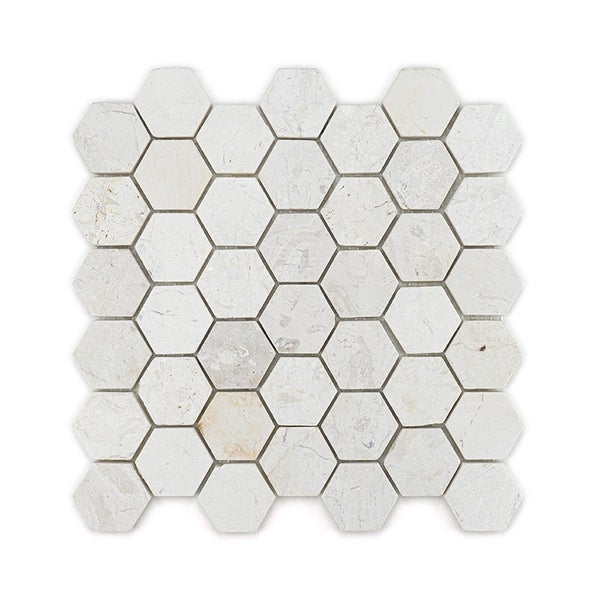 Natursteinmosaik aus Marmor in Sechseckform als Fliesenmatte zur Wand und Bodenverkleidung