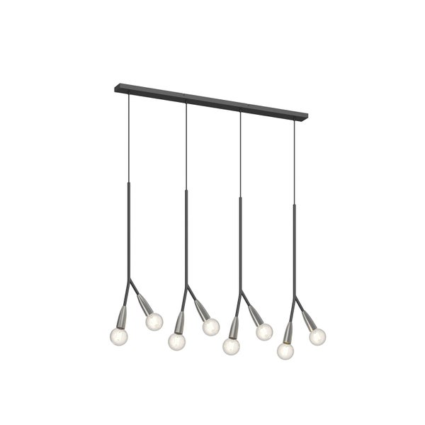 Hängelampe mit sieben Leuchten an einer rechteckigen Halterung