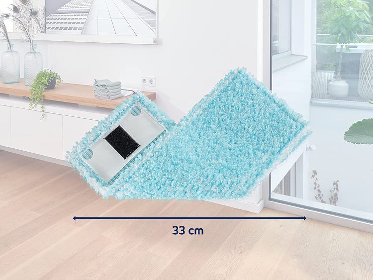 Leifheit 2er Set Wischbezug Clean Twist Ergo M super soft 33cm für Parkett, Holzböden und Kork, Ersatzbezug mit Spezialfasern, Wischer Ersatzbezug für minimale Wasseraufnahme