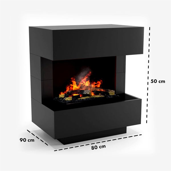 GLOW FIRE Elektrokamin 'Kleist' | Wasserdampf Kamin mit OMC 600 inkl. Holz in schwarz | HxBxT: 80x90x50 cm