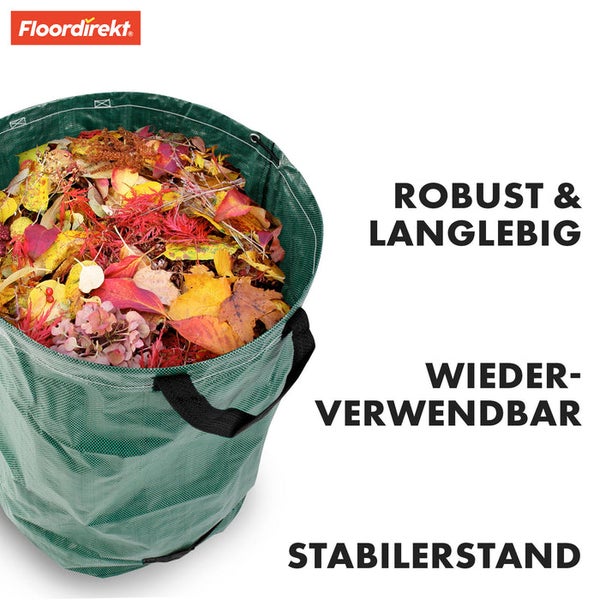 FLOORDIREKT Gartenabfallsack - im 3er Set - für Gartenabfälle - Stabil - Selbststehend & Wasserabweisend