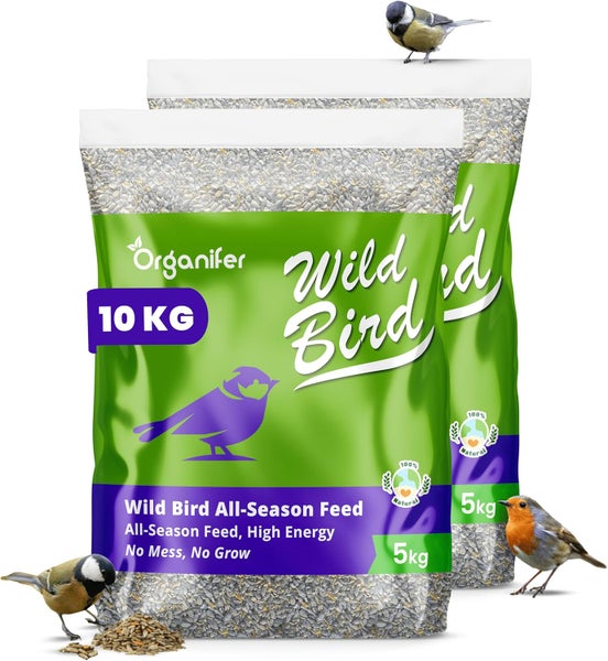 Vogelfutter für Gartenvögel – Hochenergie, Kein Abfall, Keine Keimung (10 kg) - Organifer