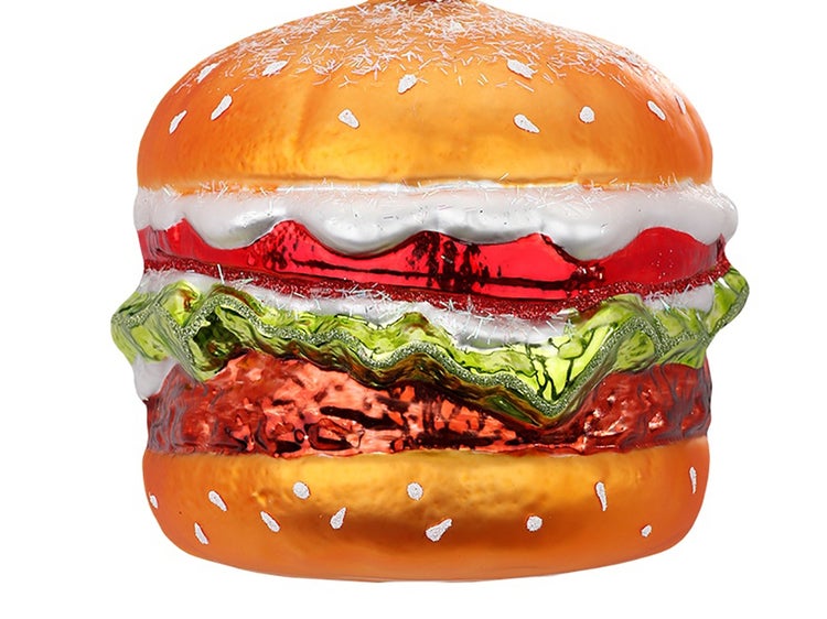 LAALU Weihnachtsglas Ornament Cheesburger 10 cm