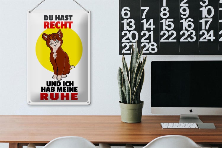 Blechschild Spruch 20x30cm Du hast Recht und ich Ruhe (Katze)