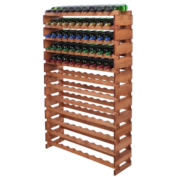 Weinregal VINOTECA FLEX PRO HxBxT 163x103x28cm 120 Flaschen auf 12 Ebenen Massives Kiefernholz Braun geölt
