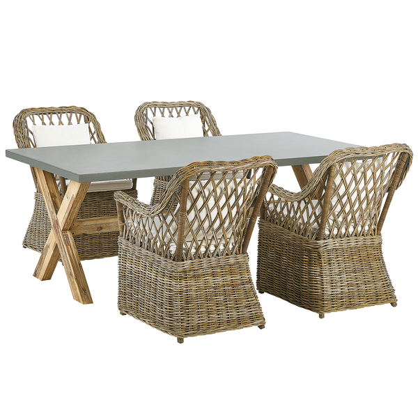Gartenmöbel Set 4-Sitzer MAROS/OLBIA inkl. Kissen Beton Hellbraun