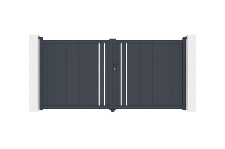 Flügeltor 3,5 m GIONA H.180 graues Aluminium