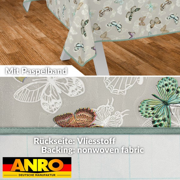 Tischdecke mit Schmetterlingsmuster und Paspelband