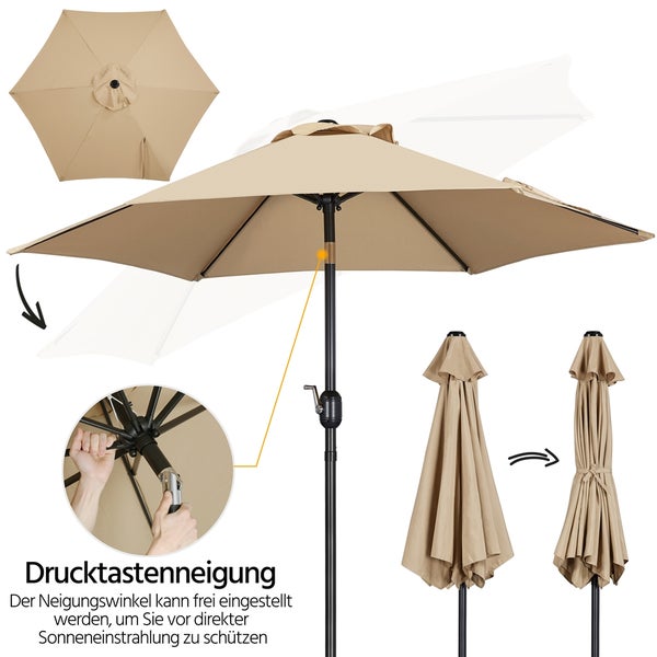 Strandsonnenschirm mit neigungsverstellbarem Schirmdach