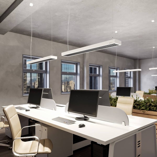 Arcchio LED Büroleuchte Susi (Modern) in Weiß aus Aluminium (2 flammig, ) - Bürolampe Arbeitsplatzlampe Hängeleuchte Pendelleuchte Deckenleuchte Arbeitszimmerleuchte