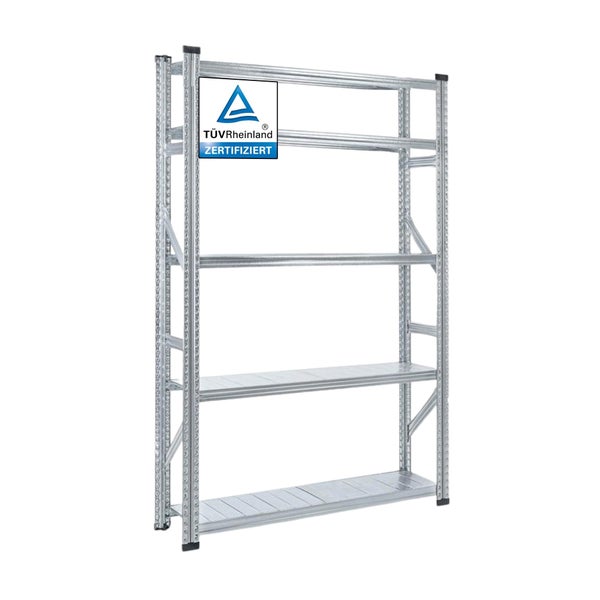PROREGAL Fachbodenregal Stecksystem Proximo Grundregal HxBxT 200 x 150 x 32 cm 5 Ebenen Fachlast 130 kg Beidseitig Nutzbar Verzinkt