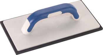 Reibebrett mit Schwammgummiunterlage und ergonomischem Handgriff zum Verputzen von Oberflächen.