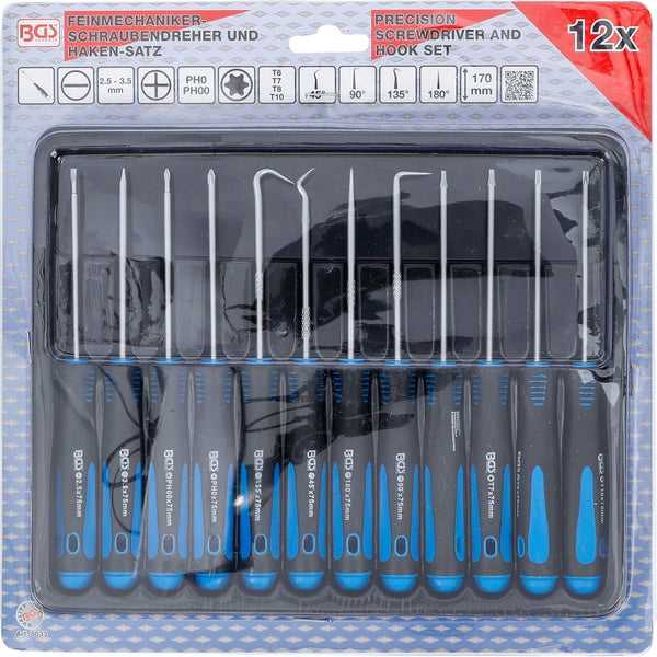 BGS Feinmechaniker-Schraubendreher und Haken-Satz 12tlg. - 8833