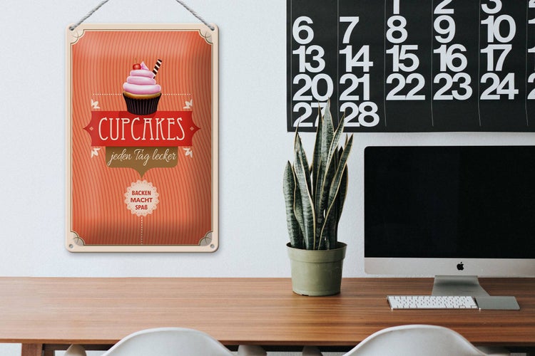 Blechschild Spruch 20x30cm Cupcakes jeden Tag lecker