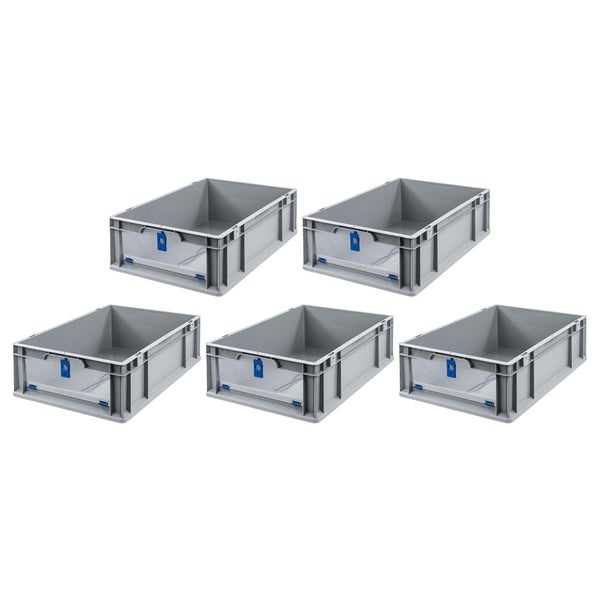 PROREGAL SuperSparSet 5x Eurobox NextGen Insight Cover HxBxT 17 x 40 x 60 34 Liter Niedrig/Blau Eurobehälter Transportbox