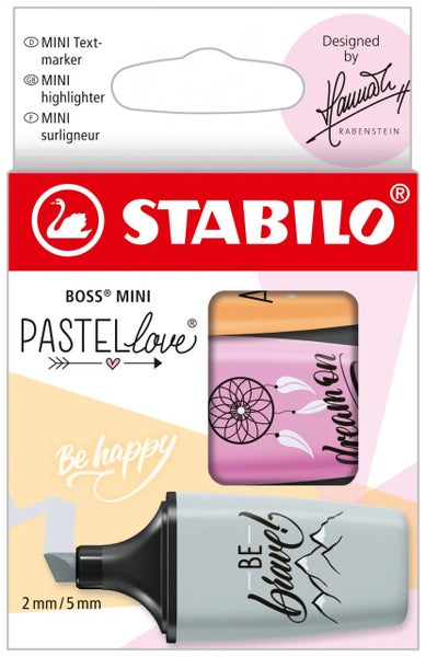 STABILO Marker BOSS MINI Pastellove 2.0 Grau/Fuchsie/Orange 3er Pack