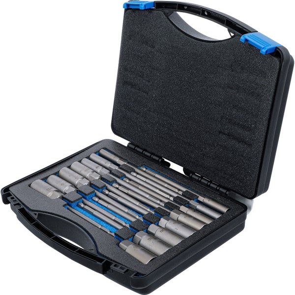 BGS Steckschlüssel-Einsatz-Satz Sechskant extra lang Antrieb Außensechskant 6,3 mm (1/4) für Bohrmaschinen SW 5,5 - 19 mm 15tlg. - 70147