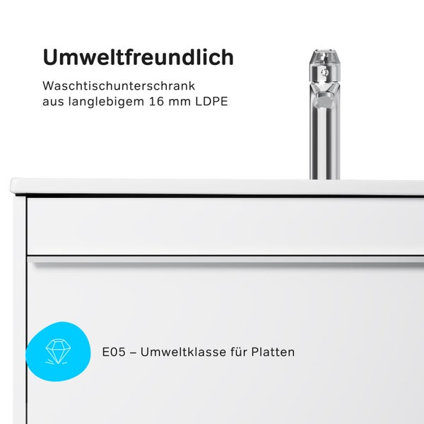 Waschtischunterschrank aus langlebigem 16 mm LDPE mit E05 Umweltklasse für Platten