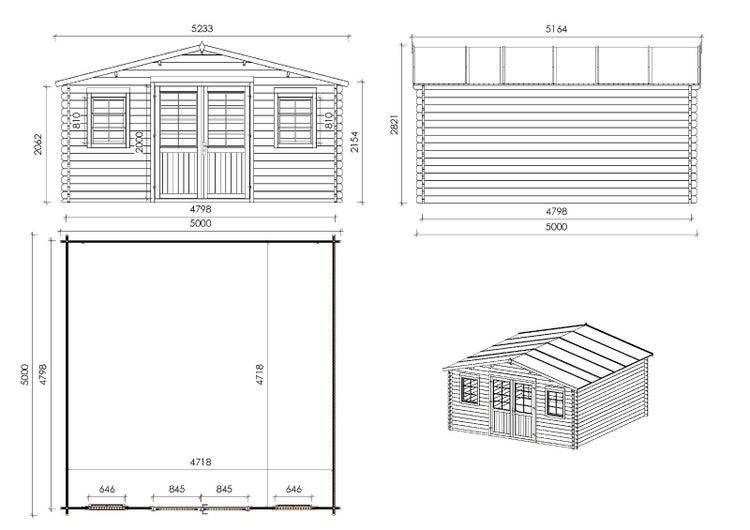 Gartenhaus, Gerätehaus 25m2 - 5x5m - 40mm