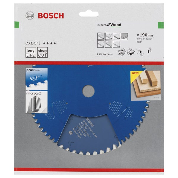 Bosch Kreissägeblatt Expert for Wood für Tischkreissägen 190 x 30 x 2 mm 48 - 2608644085