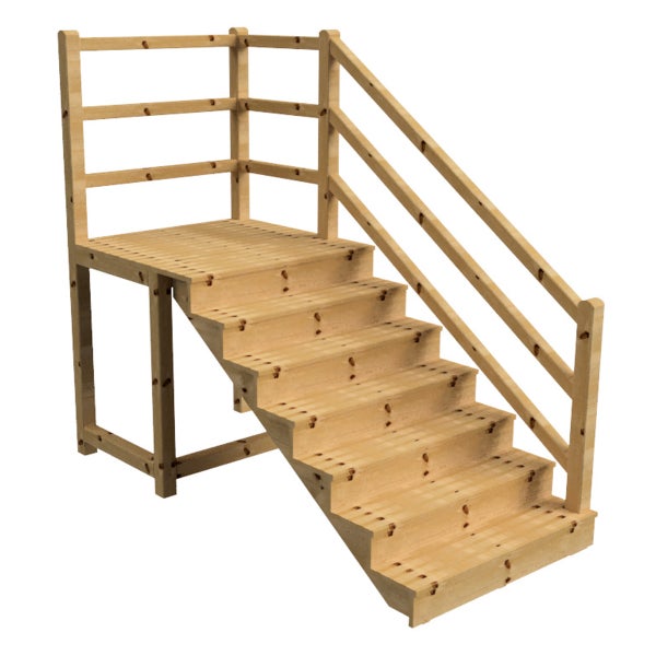 Holztreppe mit Geländer