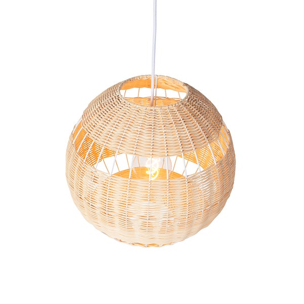 Kugelförmige Pendelleuchte aus Rattan