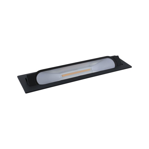 Schwarze LED-Außenwandleuchte mit Bewegungsmelder, bis zu 80 Prozent sparsamer gegenüber herkömmlichen Glühbirnen, mit austauschbarem LED-Modul.