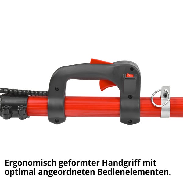 Griffstück einer Heckenschere mit ergonomischem Handgriff und Bedienelementen