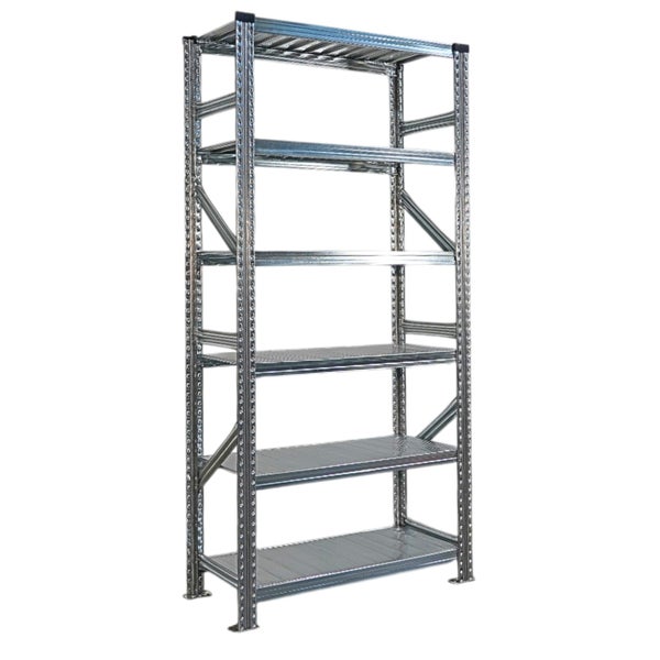 Metallregal mit sechs Regalböden für Lager und Werkstatt