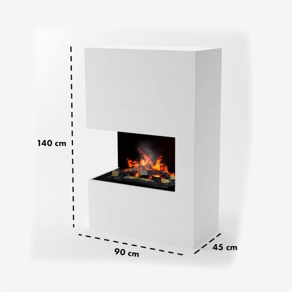 GLOW FIRE Elektrokamin 'Tucholsky Left Corner' | Wasserdampf Kamin mit OMC 600 inkl. Holz in weiß  | HxBxT: 140x90x45 cm