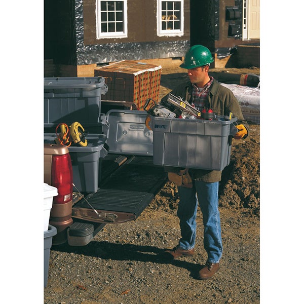 PROREGAL Rubbermaid Robuste Aufbewahrbox Mit Deckel und Griffen 75,5 Liter HxBxT 38,4 x 44,1 x 70,7 cm Grau