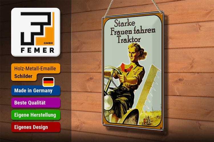 Blechschild Spruch 20x30cm starke Frauen fahren Traktor