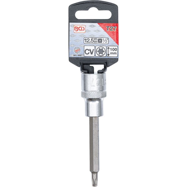 BGS Bit-Einsatz Länge 100 mm Antrieb Innenvierkant 12,5 mm (1/2) T-Profil (für Torx) T27 - 4467