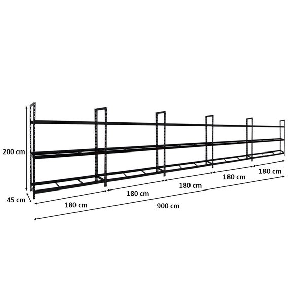 PROREGAL Mega Deal 5x Reifenregal Tiger XL HxBxT 200 x 180 x 45 cm Bis Zu 105 Reifen Schwarz