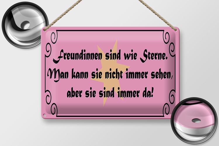 Blechschild Spruch 30x20cm Freundinnen wie Sterne immer da