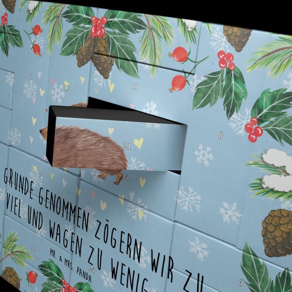Mr. & Mrs. Panda Befüllbarer Adventskalender Igel Herzen - Blau Pastell