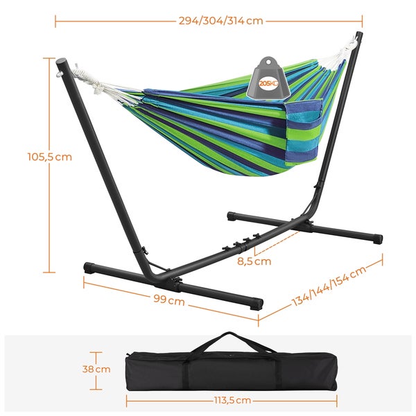 Hängematte mit Gestell, Maße