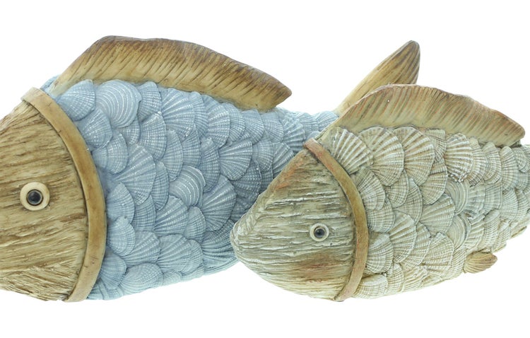 FRANK FLECHTWAREN | Figur Fisch, 2er Set, POLYRESIN,