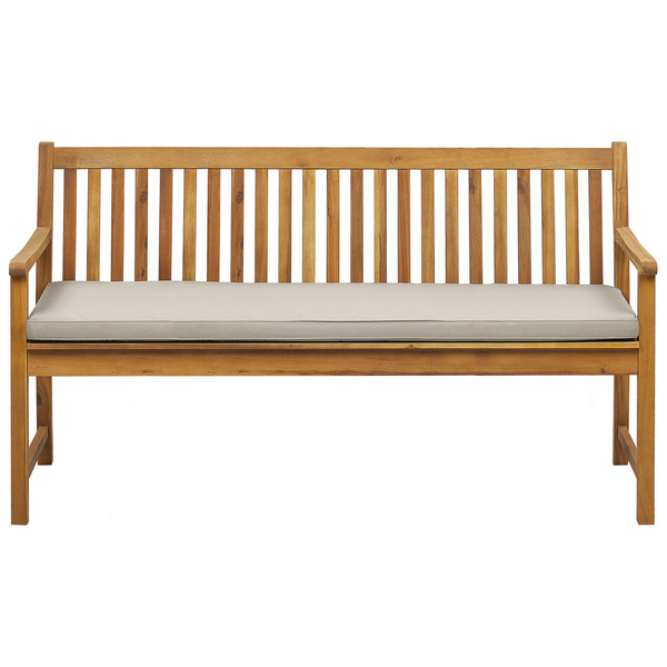 Gartenbank mit Auflage VIVARA 160 cm zertifiziertes Akazienholz Beige