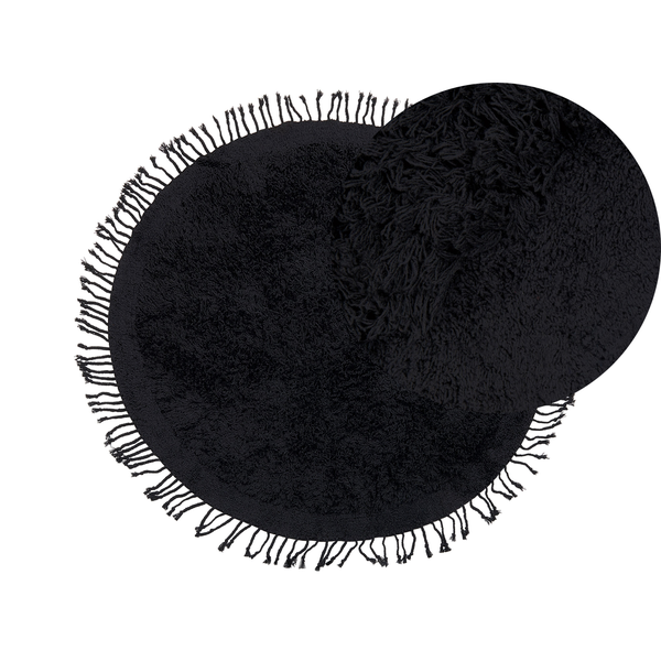 Teppich BITLIS Schwarz ø 140 cm Baumwolle