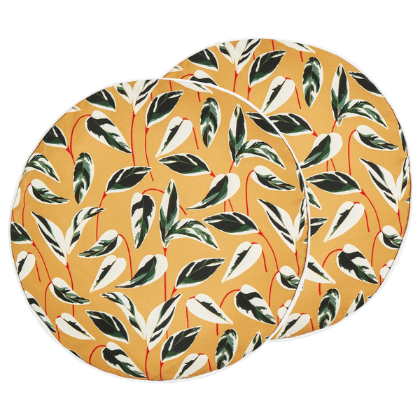 Gartenkissen 2er Set TAGGIA Pflanzenmuster 40 x 40 cm Gelb