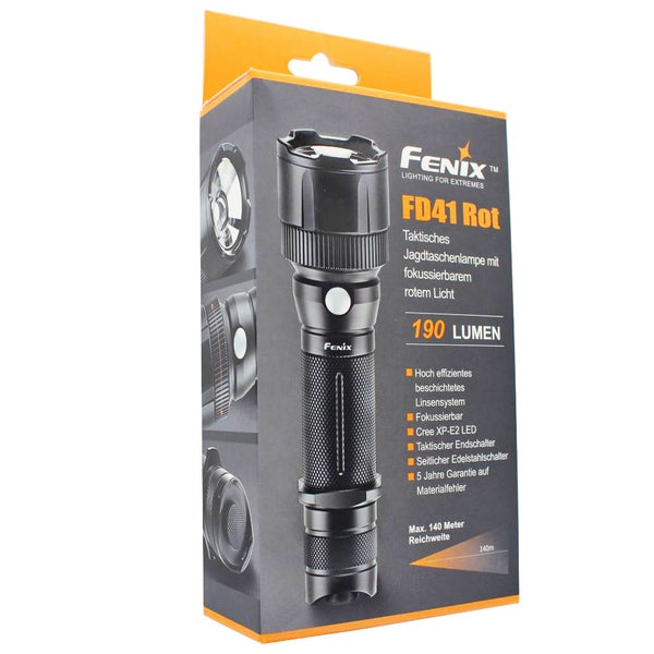 Rotlicht Fenix FD41 Rot Cree XP-E2 LED, fokussierbar mit einer roten LED für die Jagd etc. (keine weiße LED)