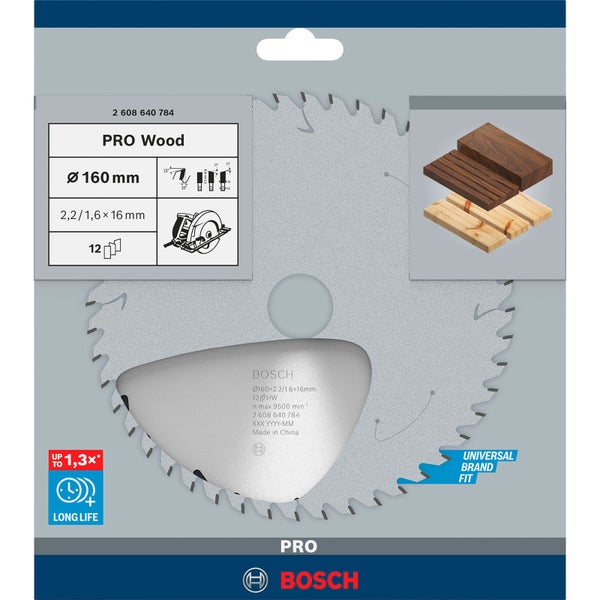 Bosch PRO Wood Kreissägeblatt 160 x 2,2 x 16 mm - 2608640784